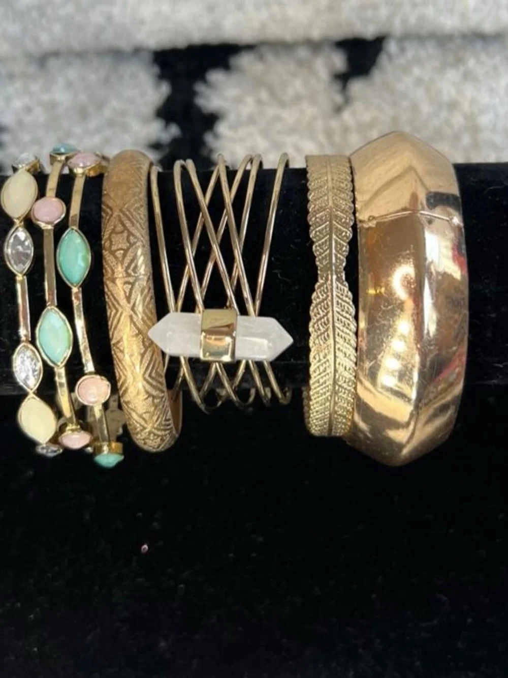 Y2K gold tone bangle stack